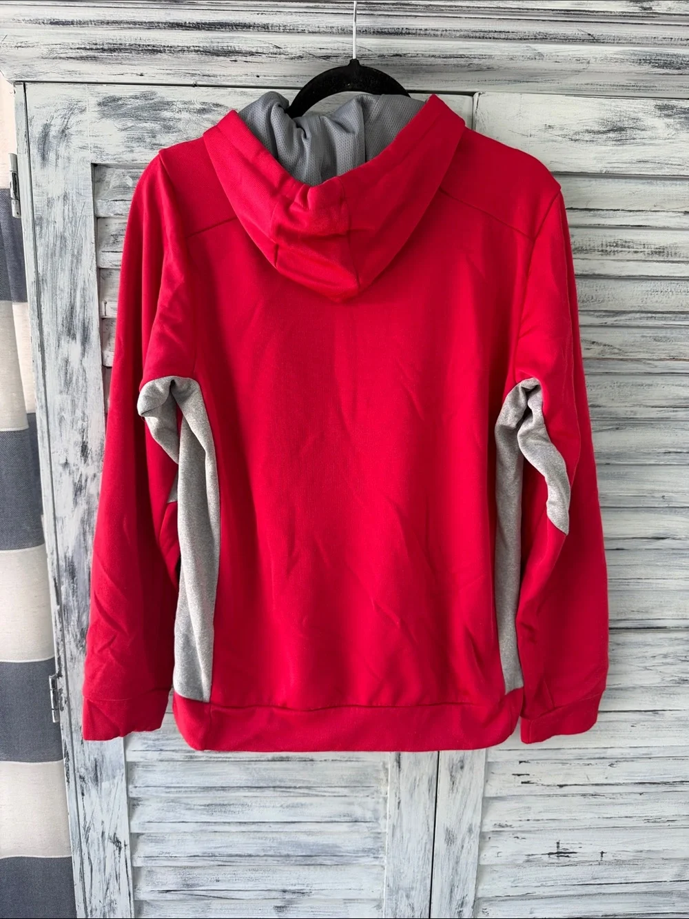 Nike Red Therma Fit Hoodie with Gray Accents and Silver Swoosh Size Small